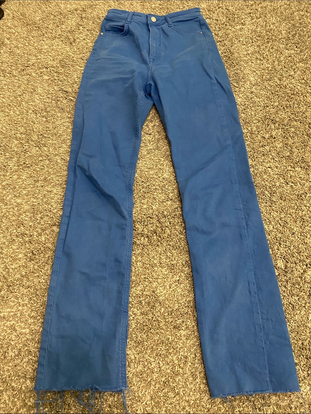 Zara Wide-Leg Flare Jeans in Deep Blue